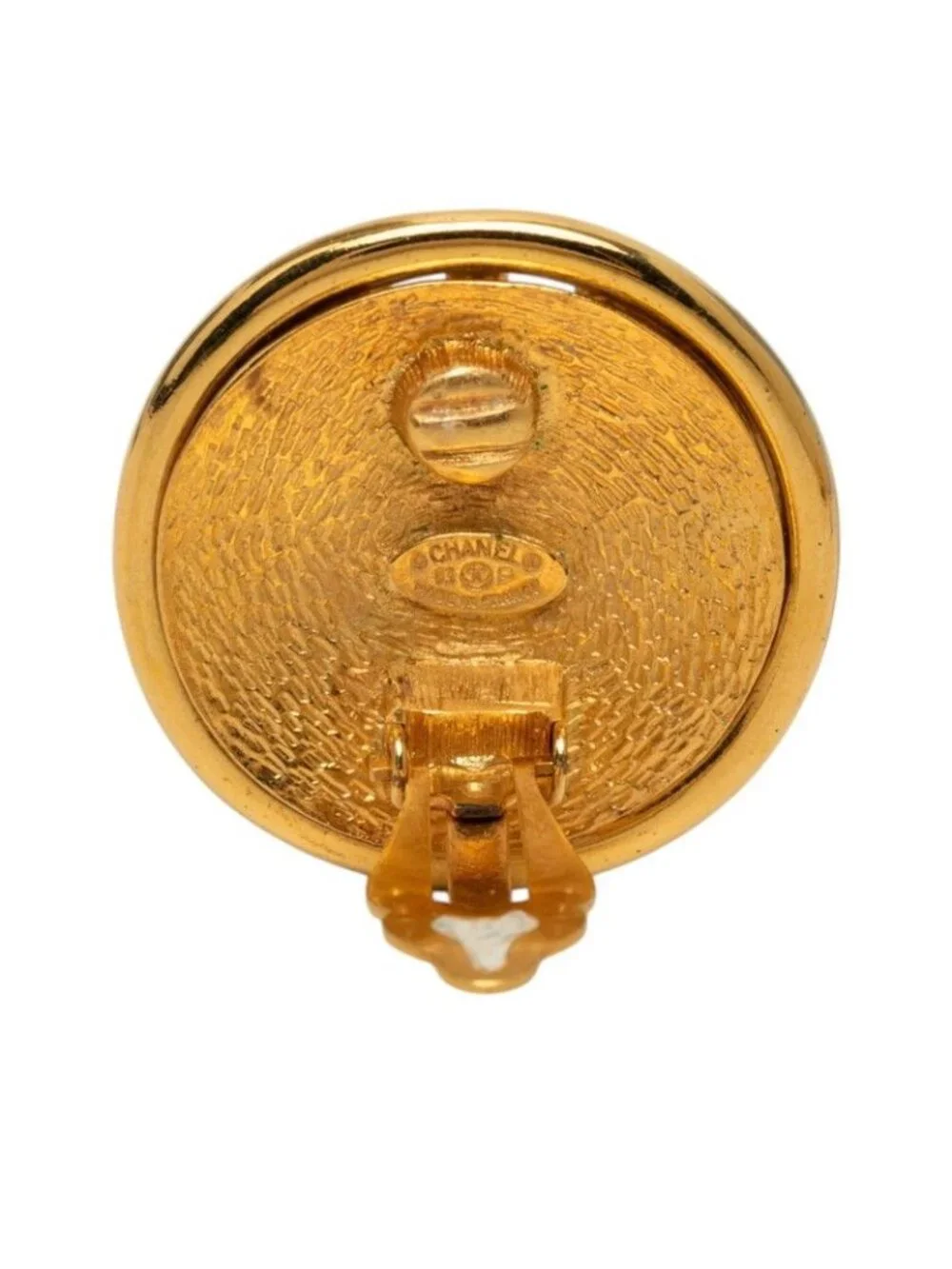 Chanel CC Logo Round Earrings Gold Plated